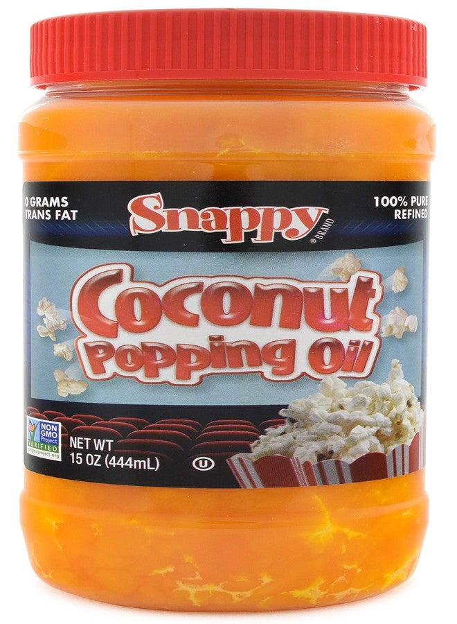 Snappy Butter Flavored Coconut Oil for Home Movie Theater Popcorn, Naturally Colored with Beta Carotene, 15 ounce, Premium Cooking Oil for Snack Preparation - Image 1